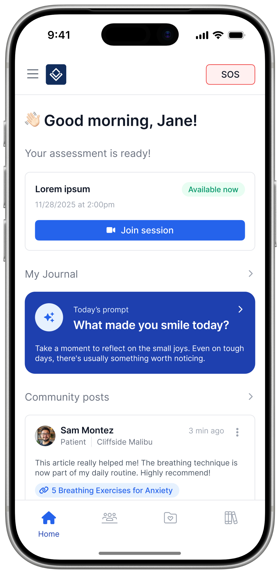 Home Screen Alumni App screen