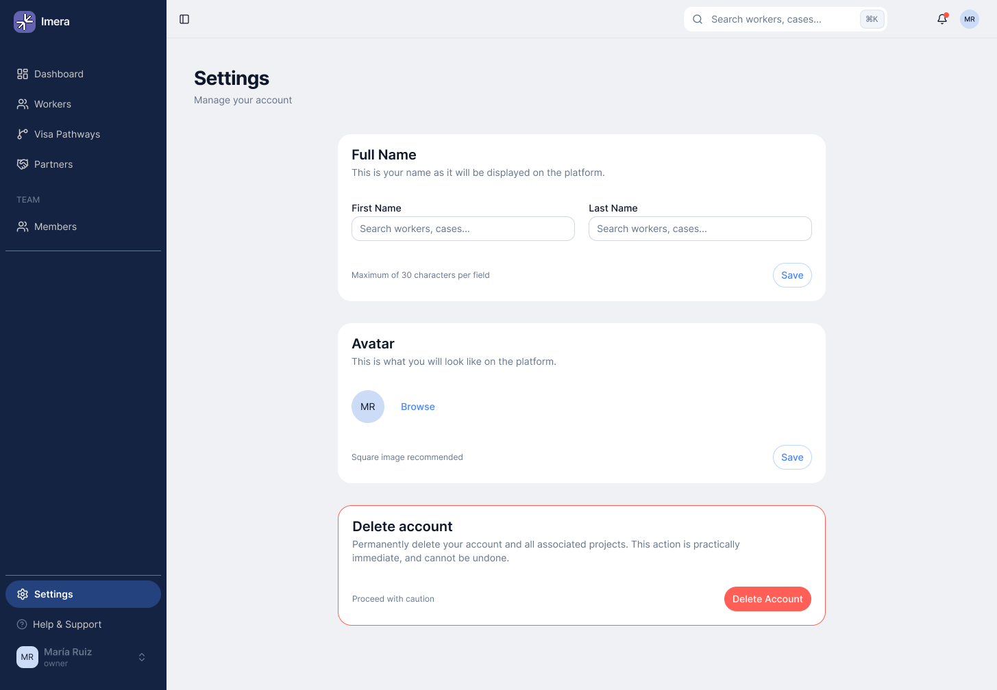 Workspace settings