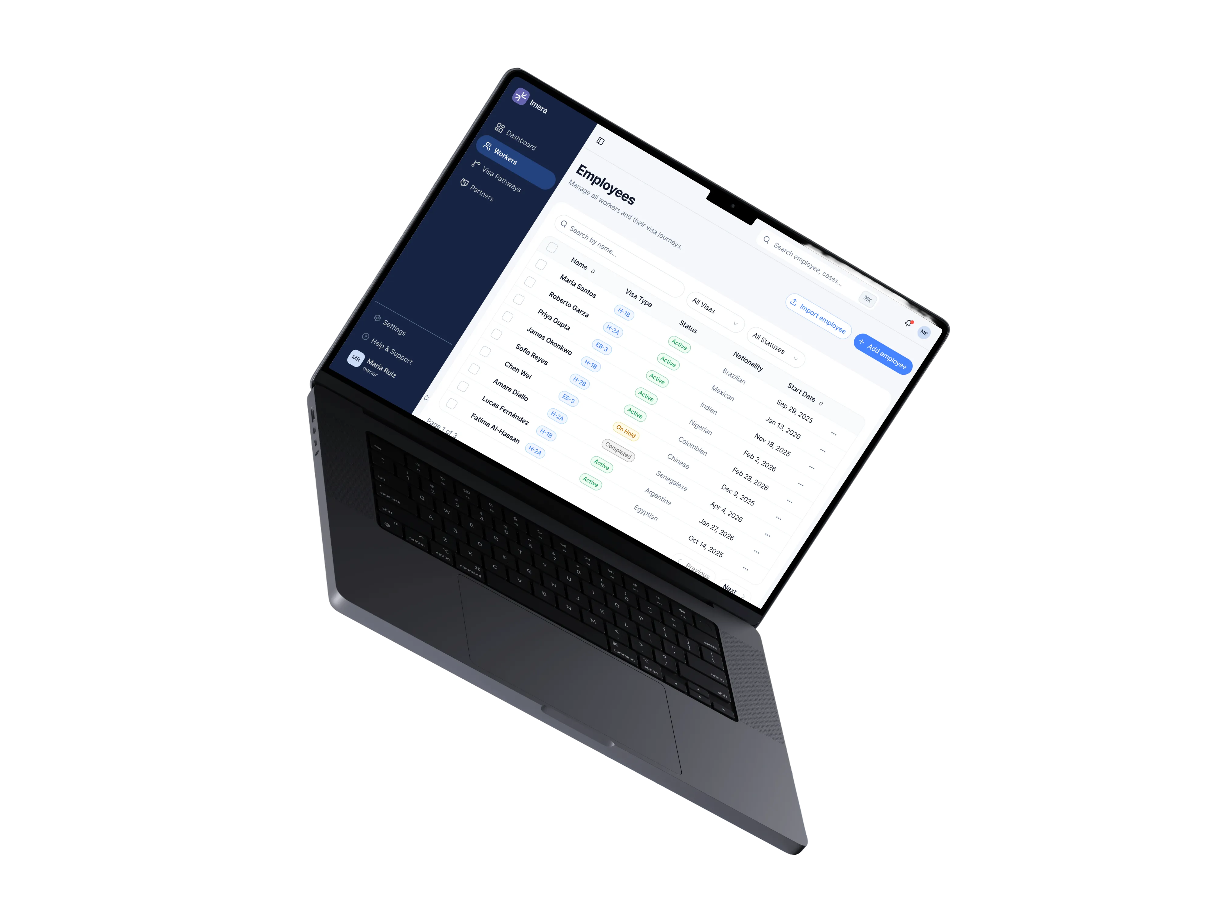 Imera workforce dashboard on a laptop